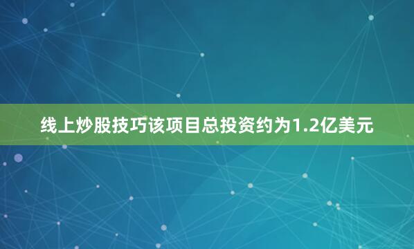 线上炒股技巧该项目总投资约为1.2亿美元